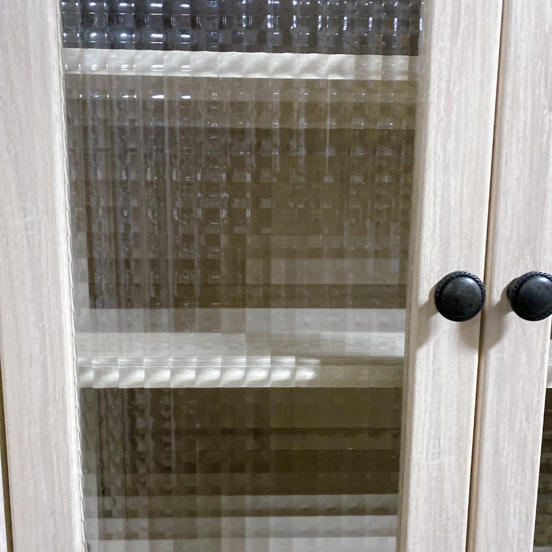 マナベインテリアハーツ キャビネット 食器棚 クロスガラス扉付 高さ120㎝