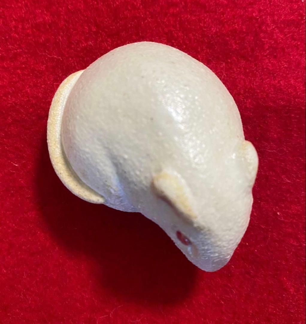 中古品【鏡餅 猫】黒猫♡猫の置物♡陶器製♡横向き♡