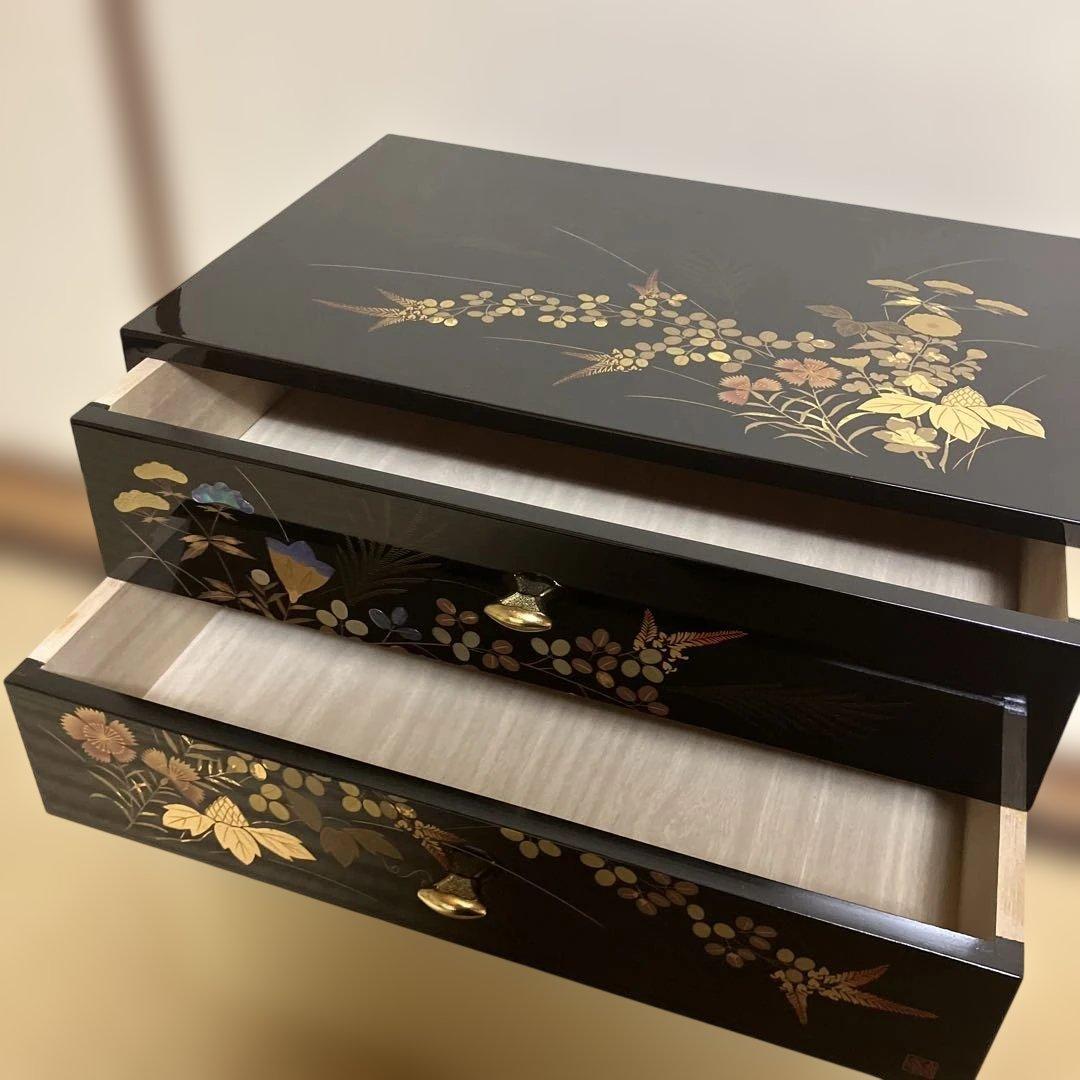 ◆会津塗　漆器　収納2つ引き出し◆166