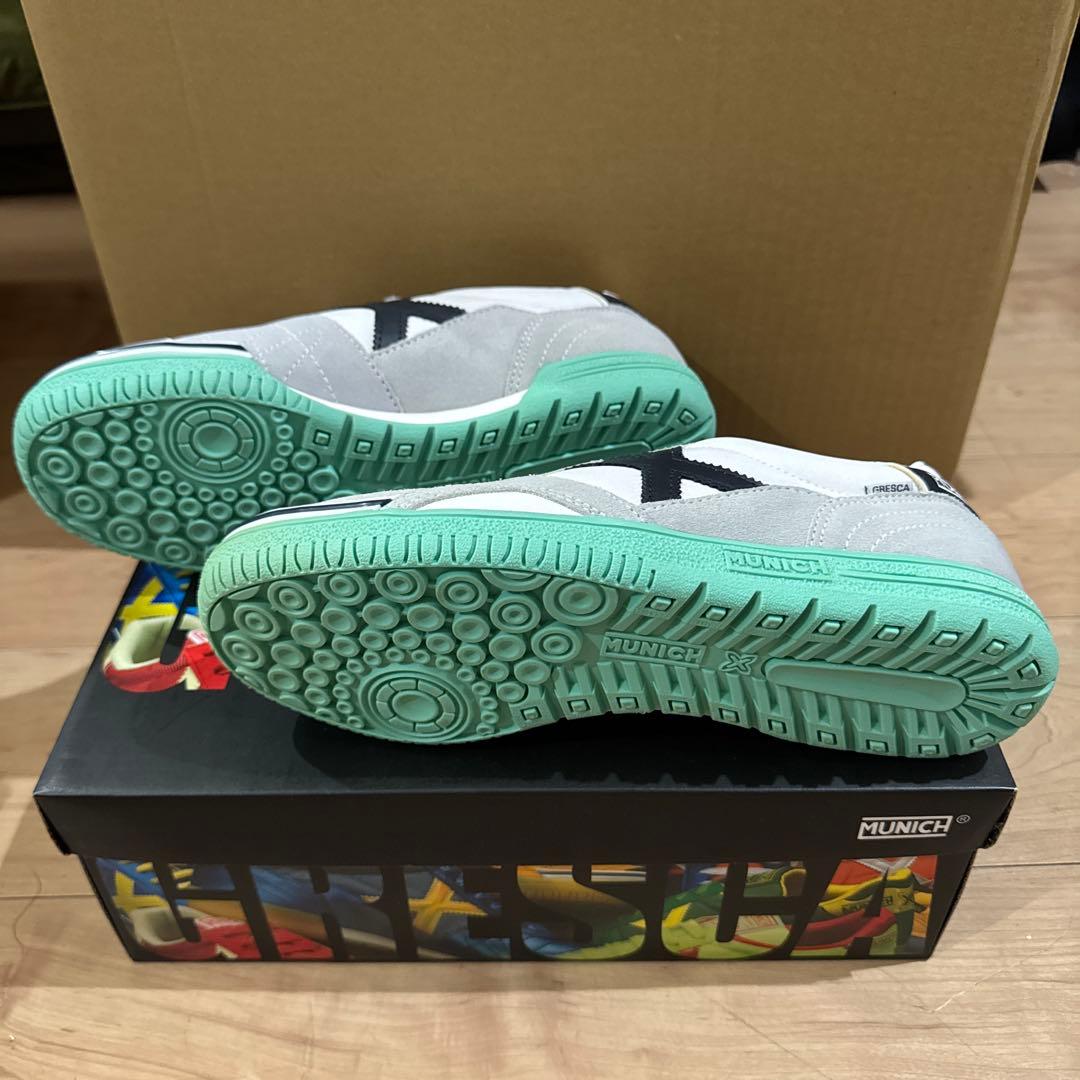 MUNICH フットサルシューズ グレー/ホワイト/ミント