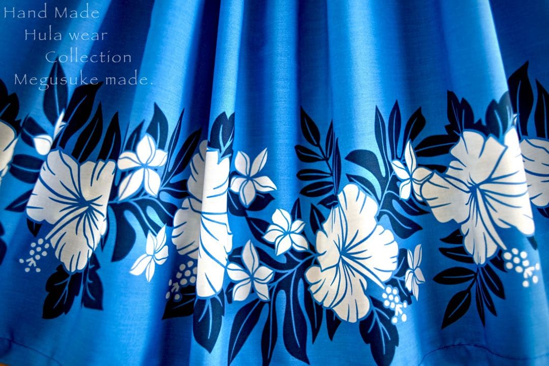 【のんちゃん出品】パウスカート　ハイビスカス　ボーダー柄　ブルー