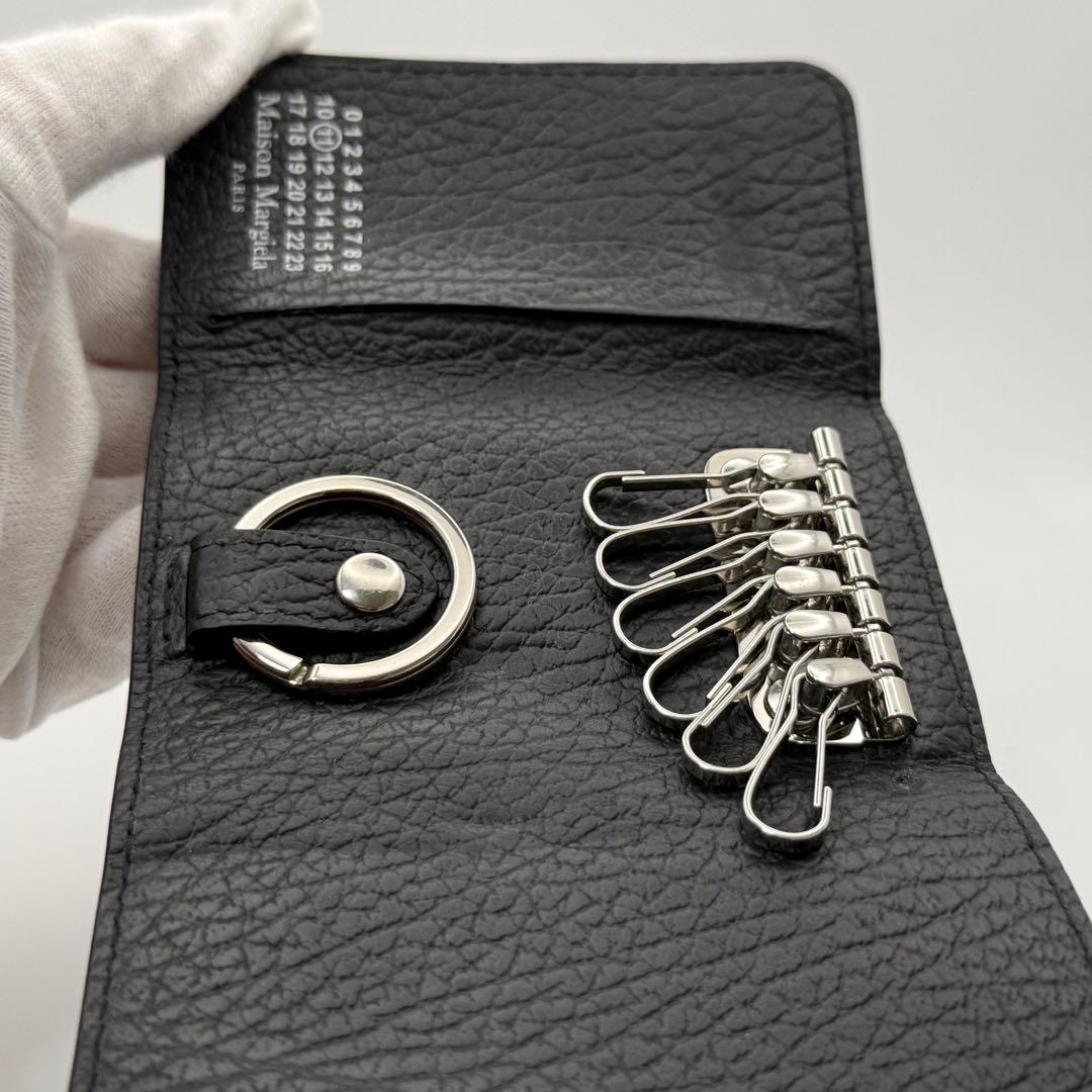 【極美品】メゾンマルジェラ　6連キーケース 4ステッチ　シボ革　ブラック