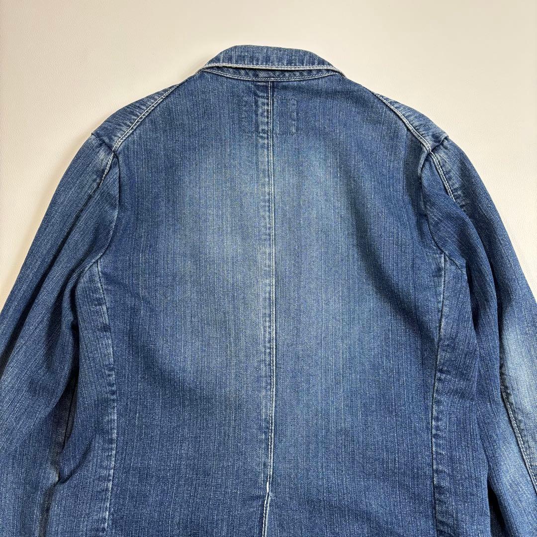 Y2K デニムテーラードジャケット L 色落ち加工 カジュアル デニムジャケット