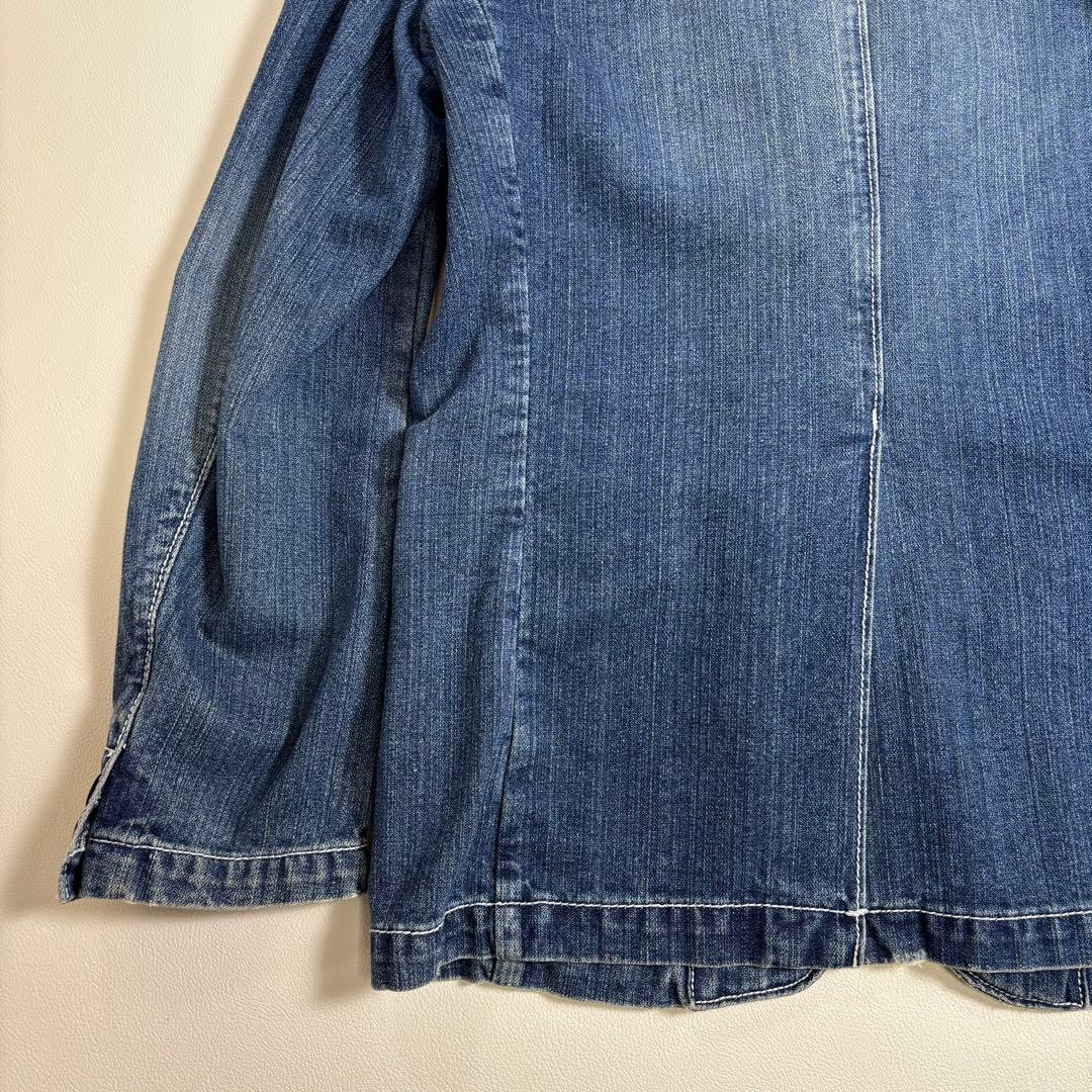 Y2K デニムテーラードジャケット L 色落ち加工 カジュアル デニムジャケット