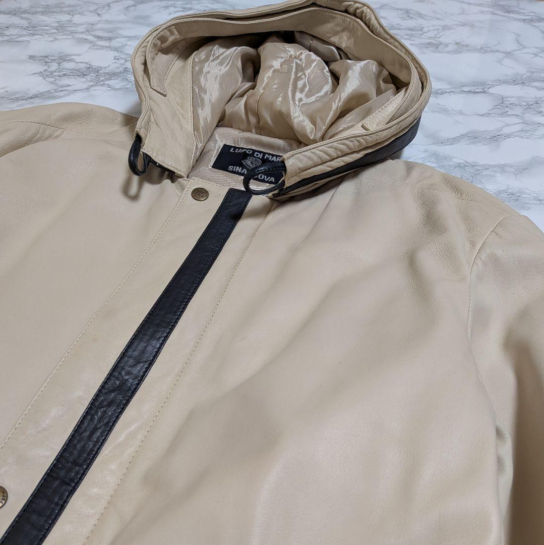 SINACOVA レザージャケット フード付き メンズ