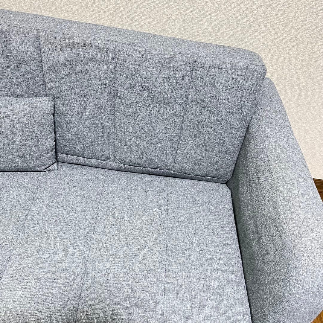 タンスのゲン　ソファベッド　クッション付き　ブルー