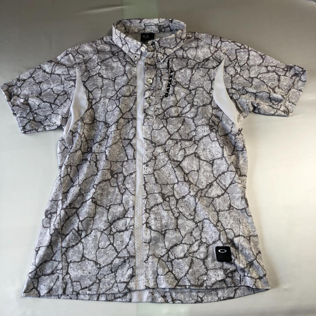 未使用級　オークリー　XL　半袖　ポロシャツ　クラックパターン　ボタンダウン