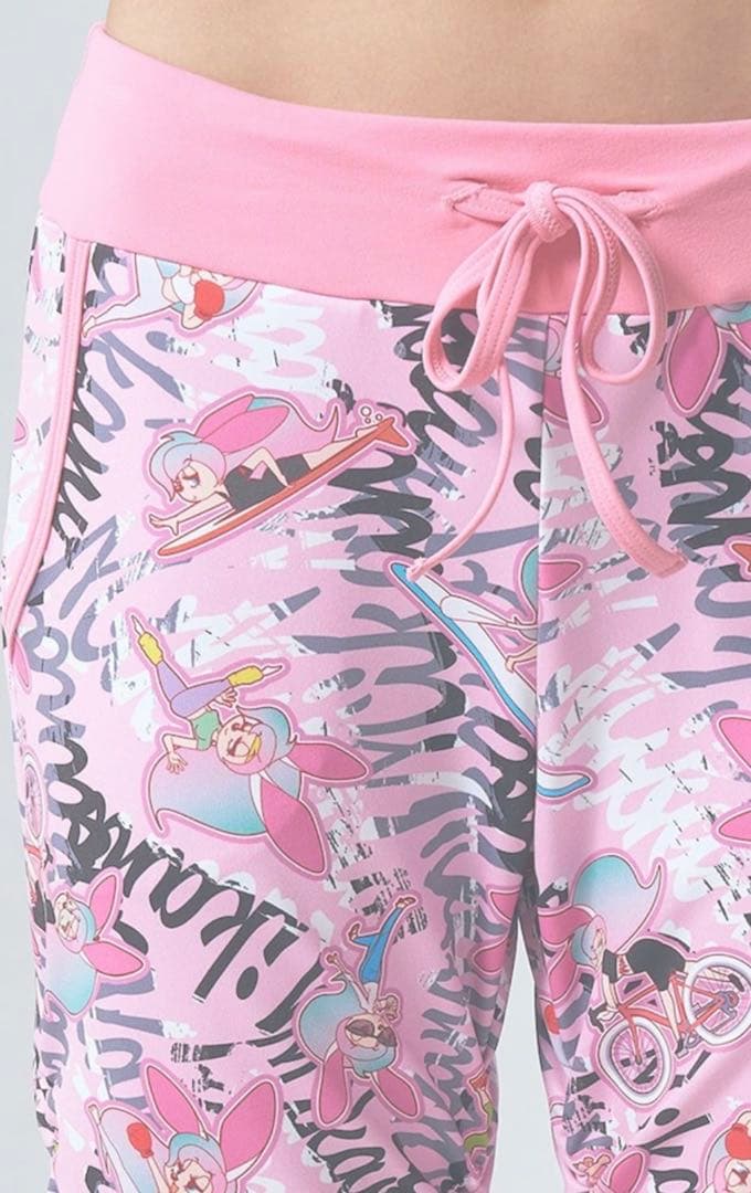 サイドギャザーコンパクトギャングスターパンツ＊アクティブバニーピンク フリー