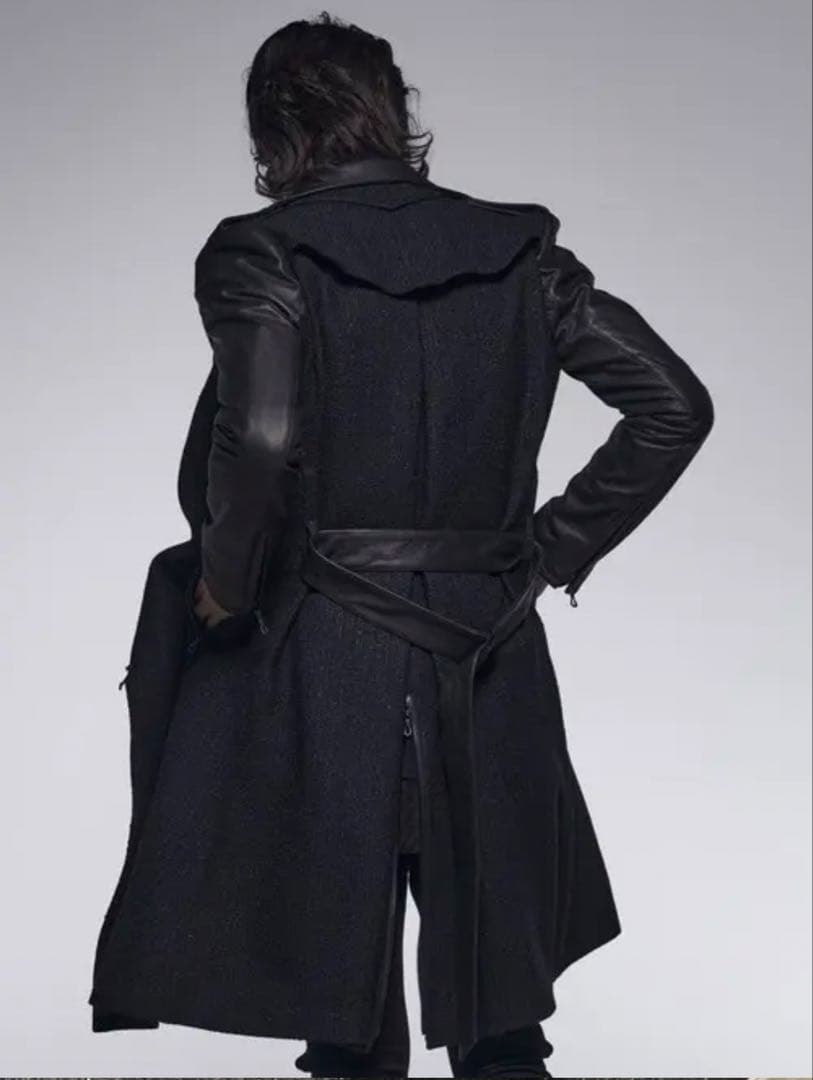 kiryuyrik ツイード レザー Wライダースコート