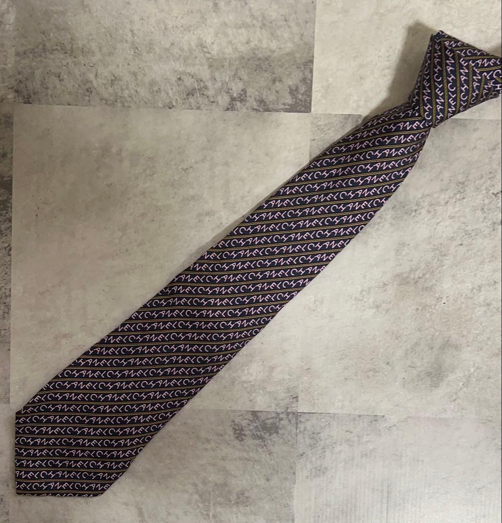 CHANEL ネクタイ ブランドロゴ 総柄 レジメンタル