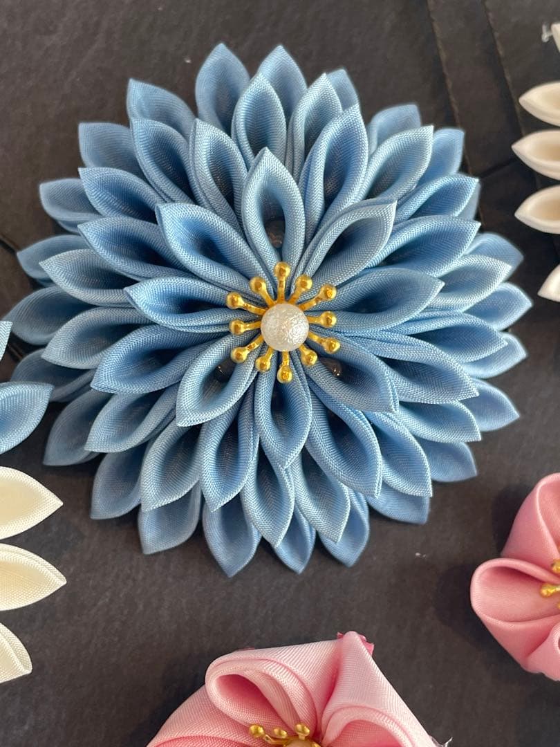 水色髪飾り　和装髪飾り　振袖髪飾り　髪飾りセット