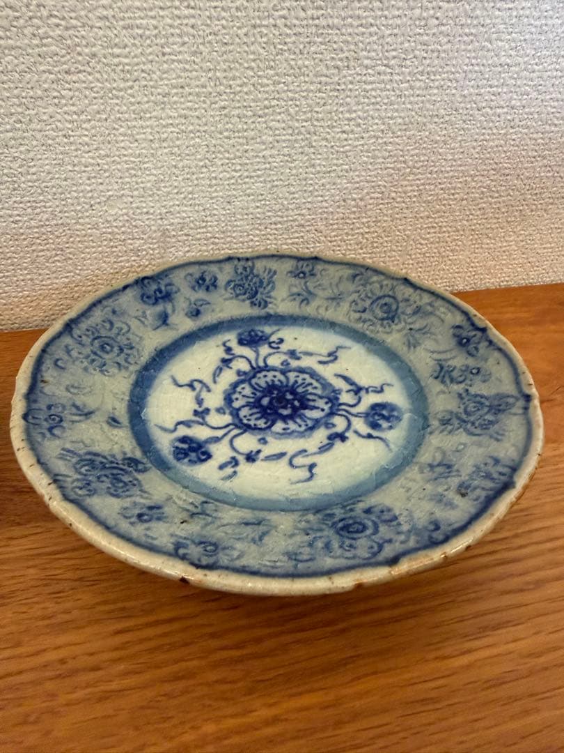 イムサエム 染付 輪花皿 18cm 作家物