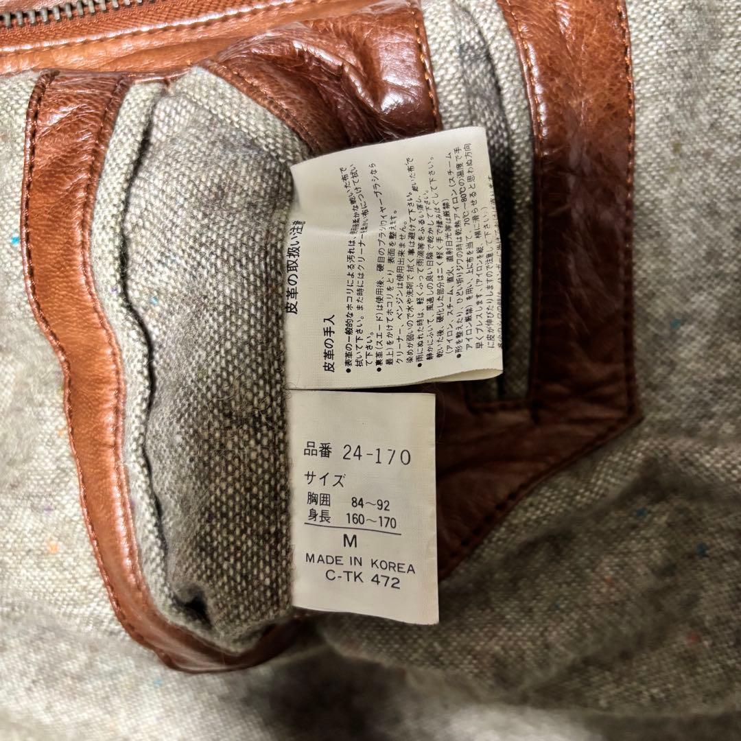 【スペイン製生地×羊革】本革 ラムレザーシングルライダースジャケット ブラウンM