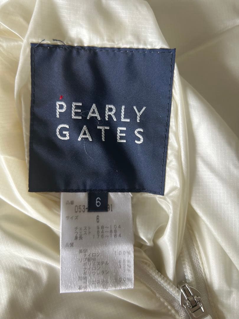 パーリーゲイツメンズブルゾン中綿入り(リバーシブル表白色、裏グレー色)サイズ6