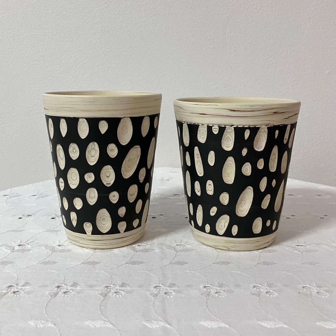 常滑焼 憲児窯 練込水玉黒 湯呑み フリーカップ