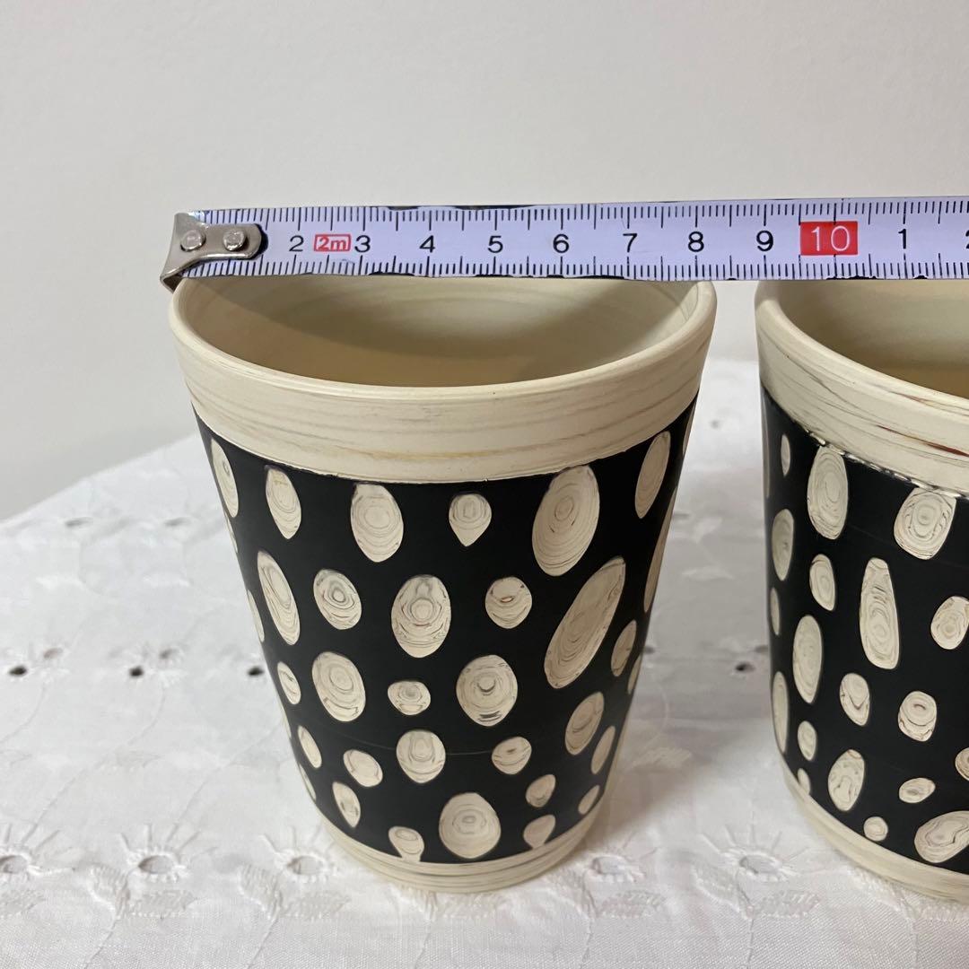 常滑焼 憲児窯 練込水玉黒 湯呑み フリーカップ