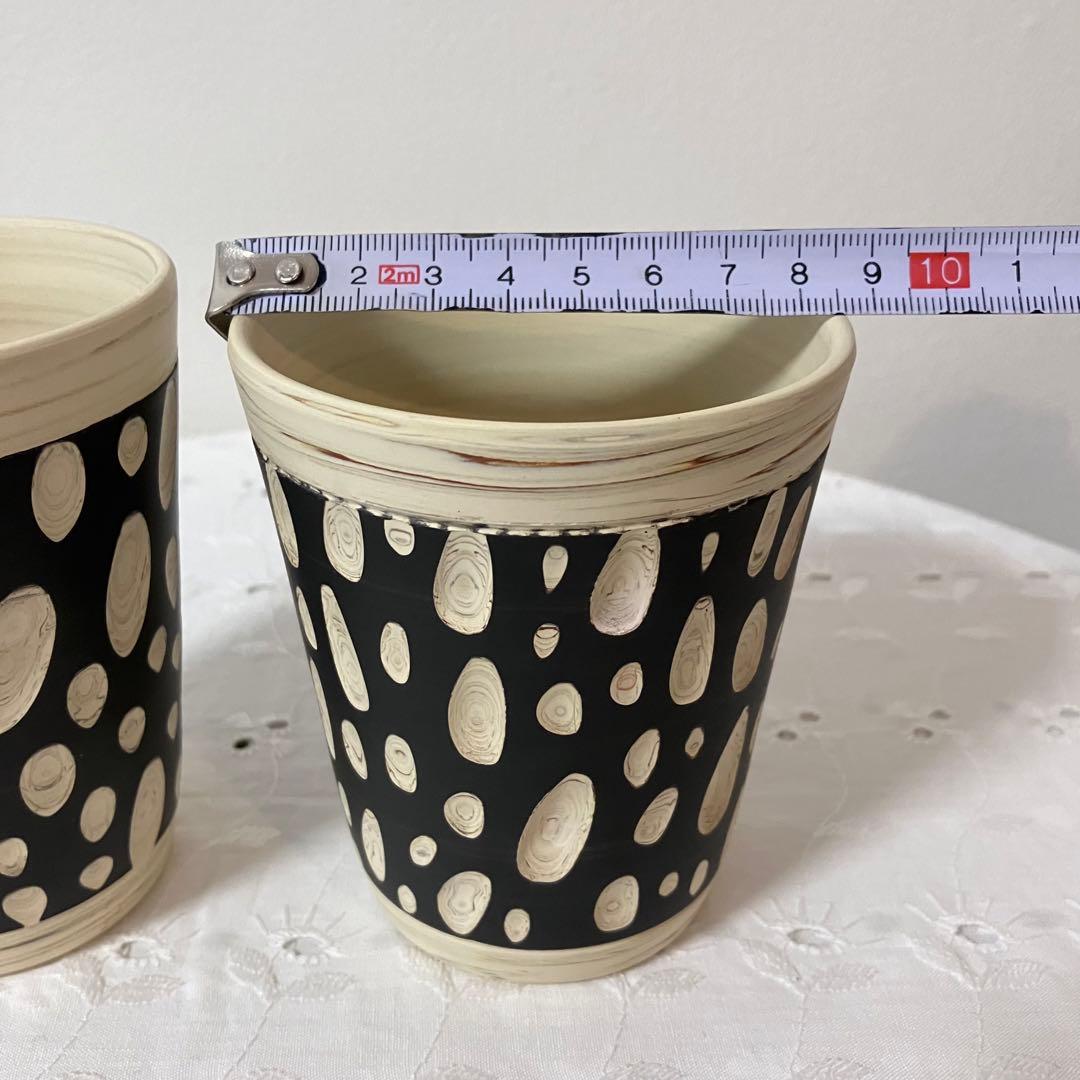 常滑焼 憲児窯 練込水玉黒 湯呑み フリーカップ