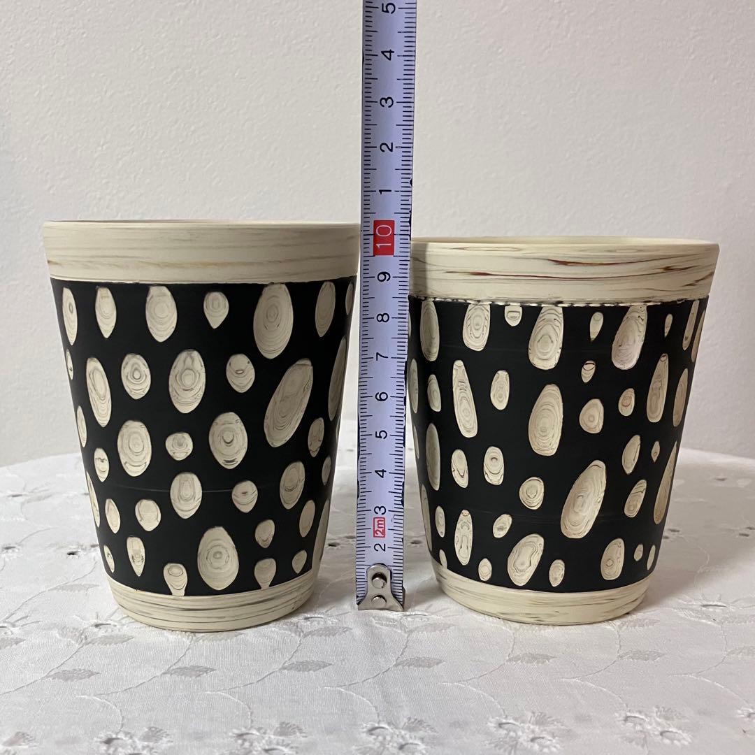 常滑焼 憲児窯 練込水玉黒 湯呑み フリーカップ