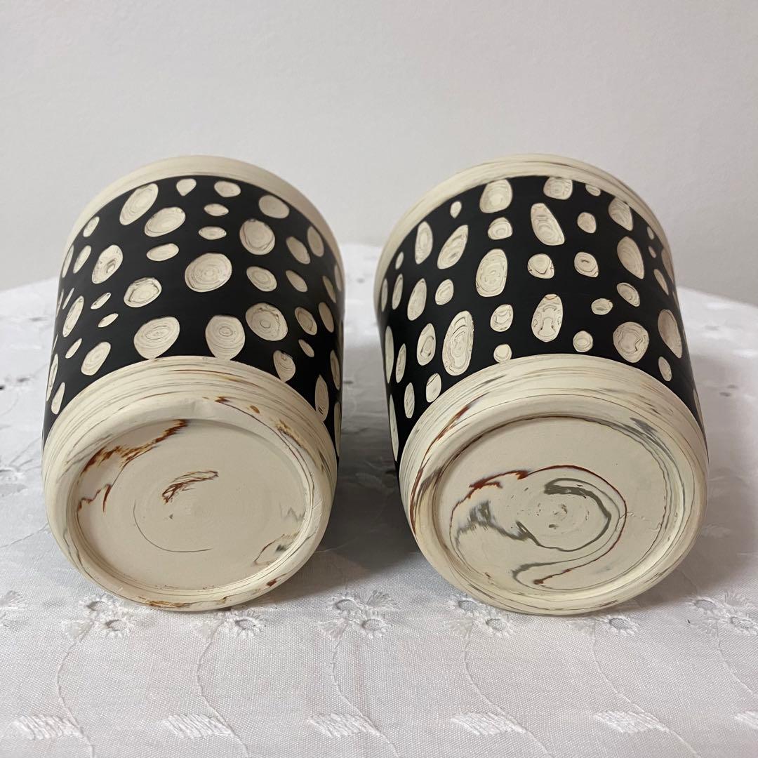 常滑焼 憲児窯 練込水玉黒 湯呑み フリーカップ