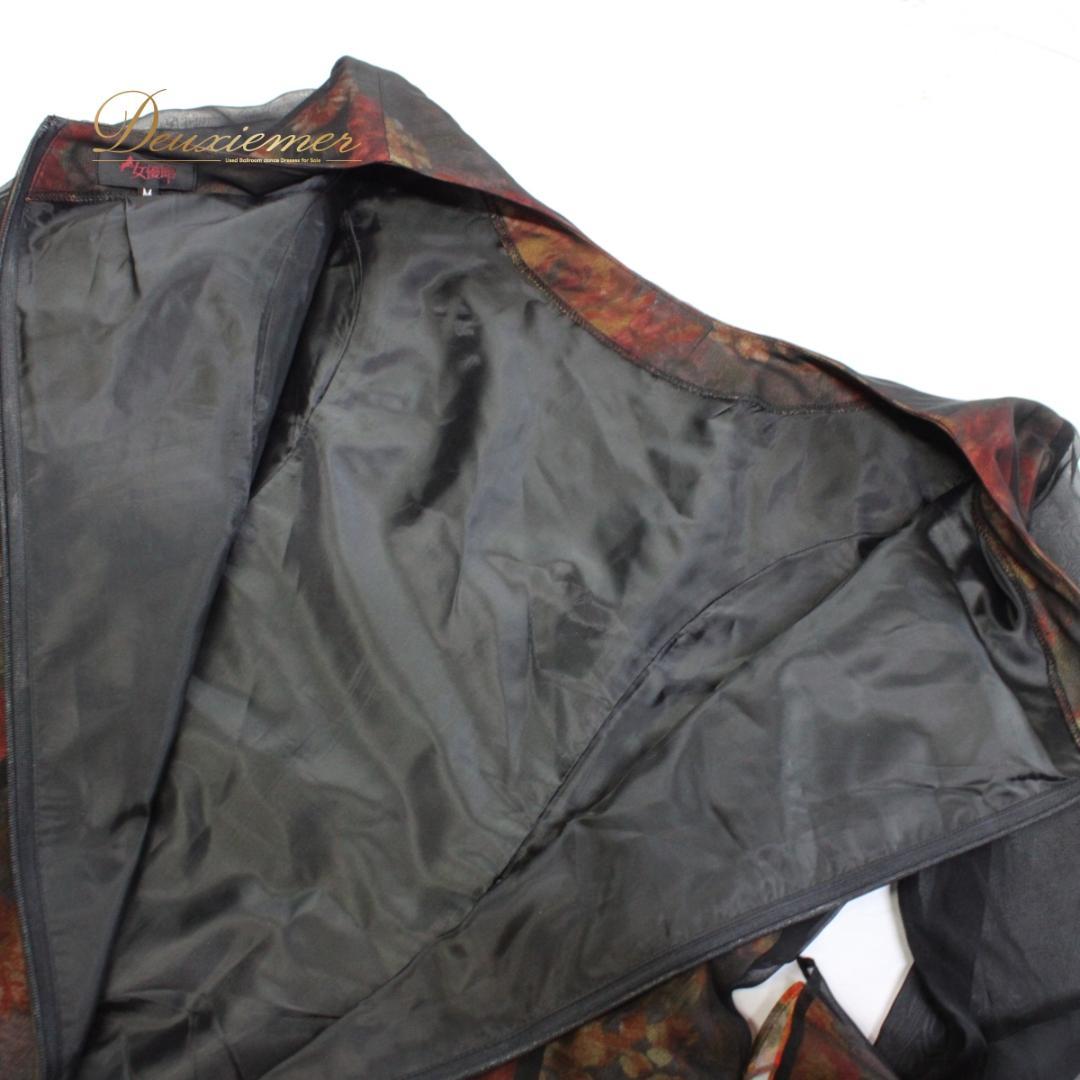 【美品 社交ダンス衣装】ワンピース ドレス 女優館 Mサイズ 黒 赤 ブラック