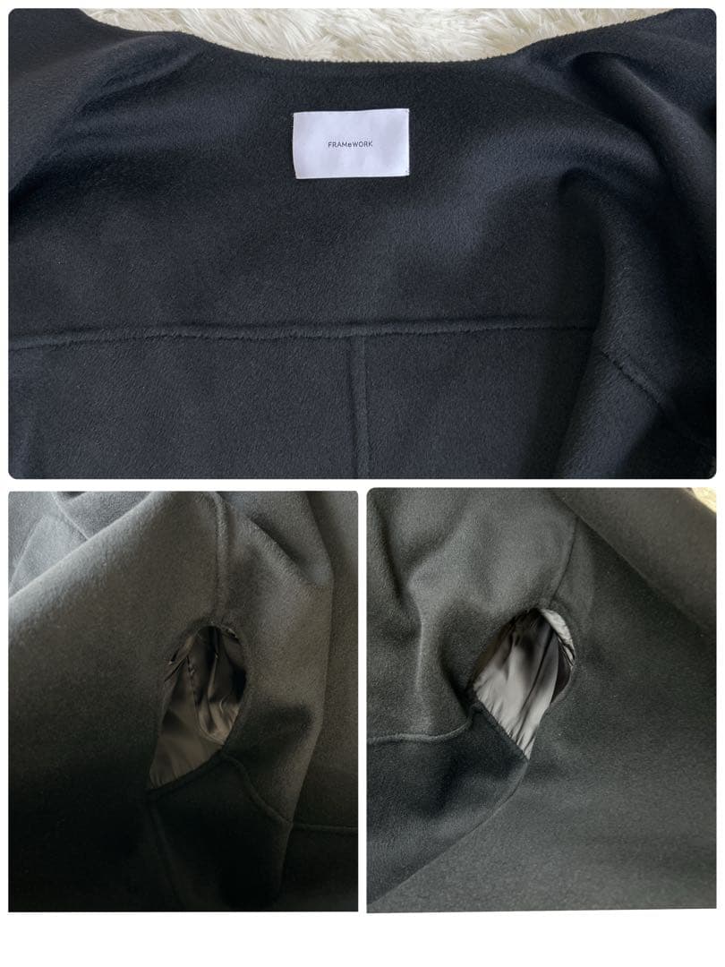 ✨美品✨フレームワーク ハミルトンリバークルーネックコート ブラック 38
