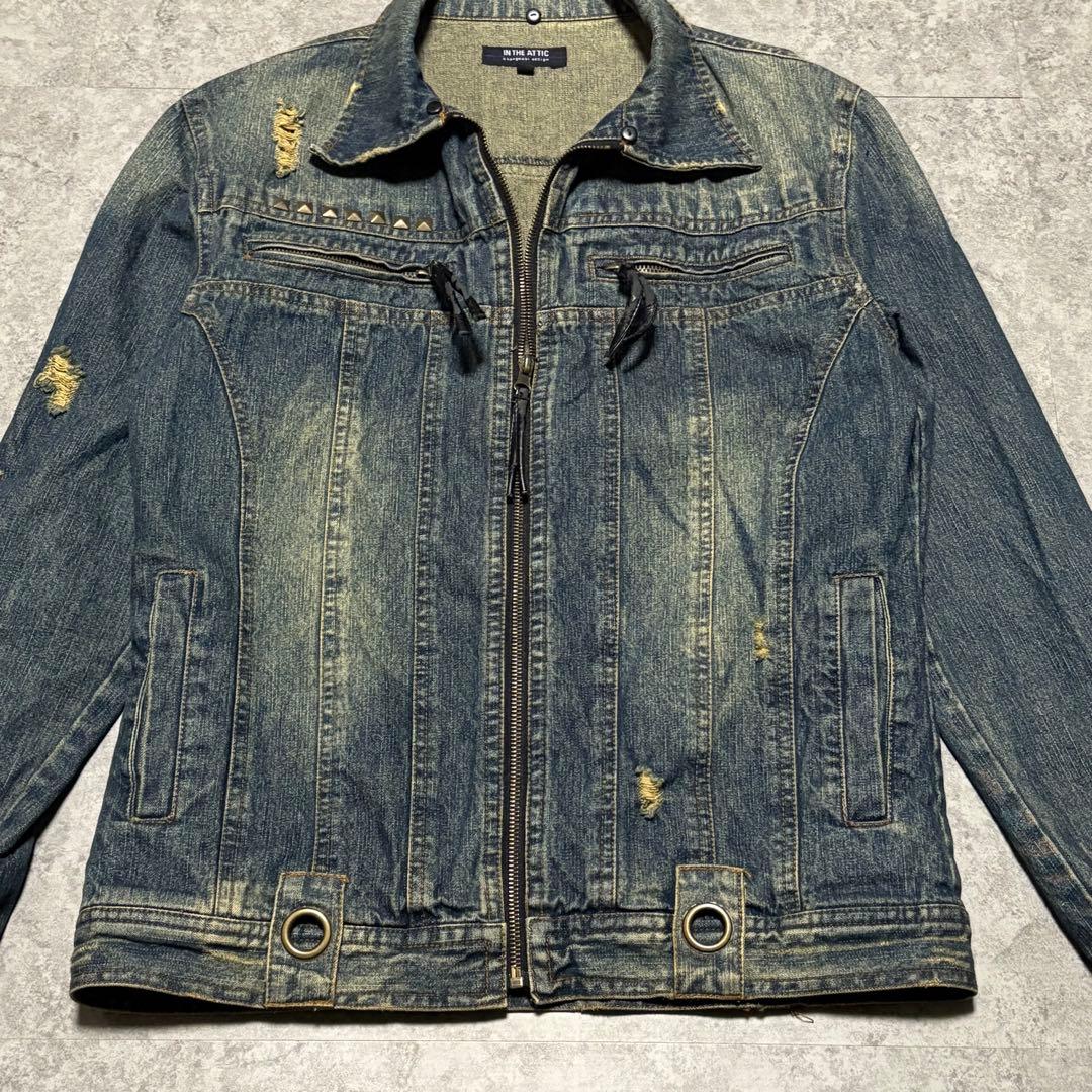 archive デニムジャケット　L グランジ　ダメージ加工　お兄系　トレンド