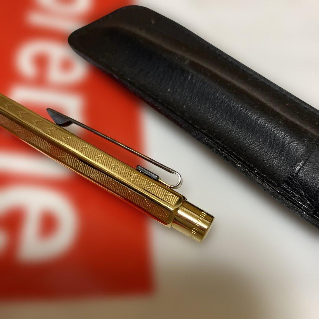 カランダッシュ　ボールペン　専用レザーケース　エクリドール　シェブロン　ゴールド