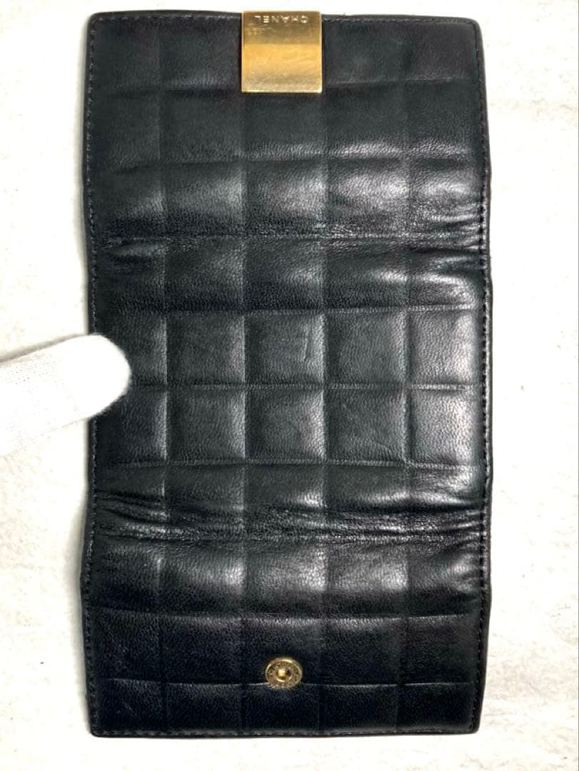 良品　CHANEL シャネル　レザー　チョコバー　6連キーケース　ブラック