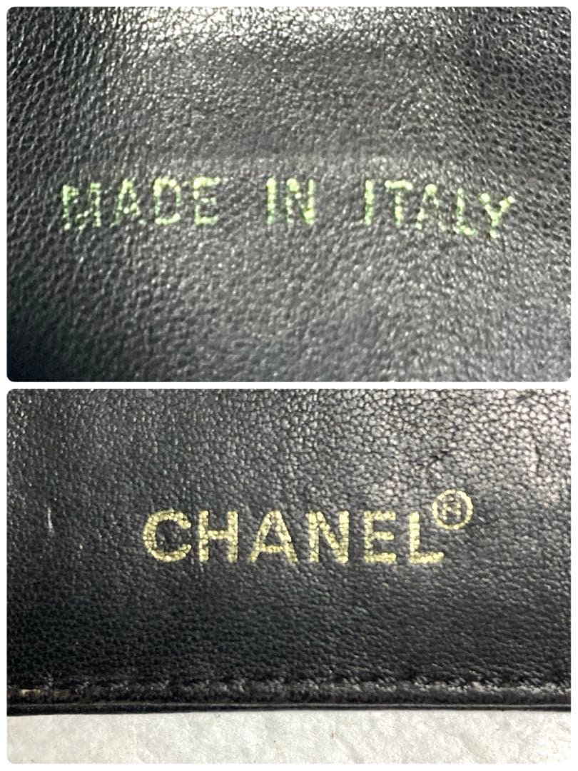 良品　CHANEL シャネル　レザー　チョコバー　6連キーケース　ブラック