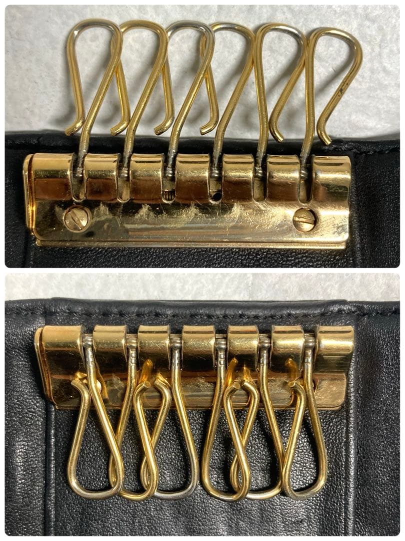 良品　CHANEL シャネル　レザー　チョコバー　6連キーケース　ブラック