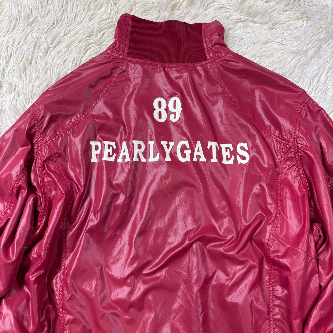 パーリーゲイツ ナイロンプルオーバー ロゴ ハーフジップ 赤 XL相当