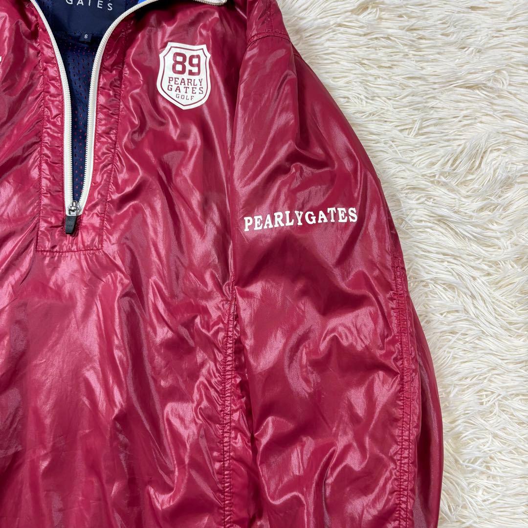 パーリーゲイツ ナイロンプルオーバー ロゴ ハーフジップ 赤 XL相当