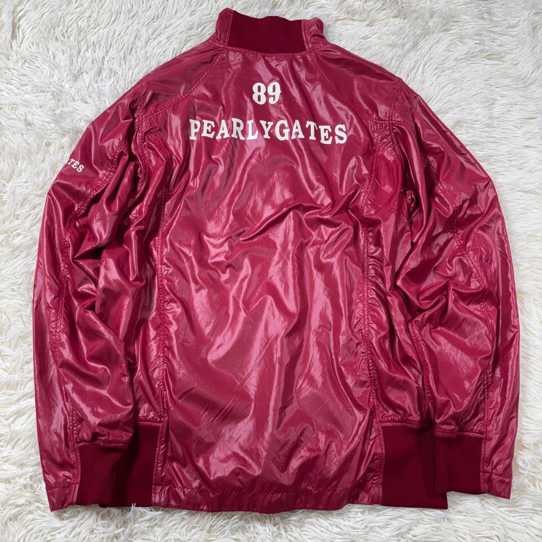 パーリーゲイツ ナイロンプルオーバー ロゴ ハーフジップ 赤 XL相当