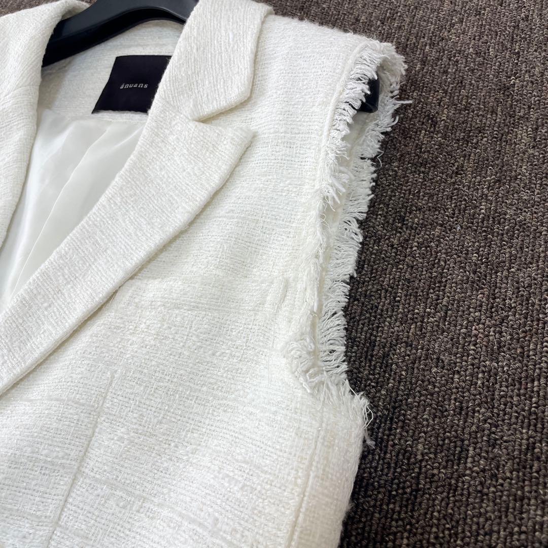 アニュアンス ツイード テーラード ベスト ジレ ジャケット Fサイズ ホワイト
