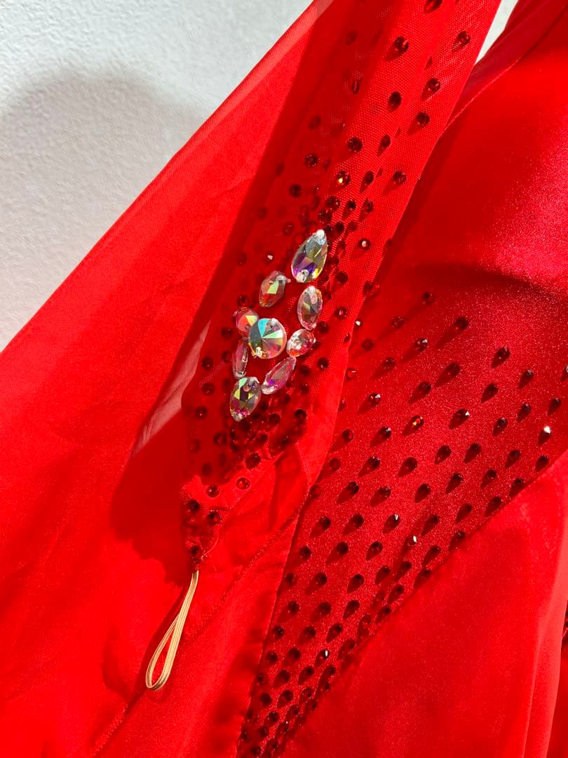 【超美品】社交ダンスドレス Red 赤 小さめM