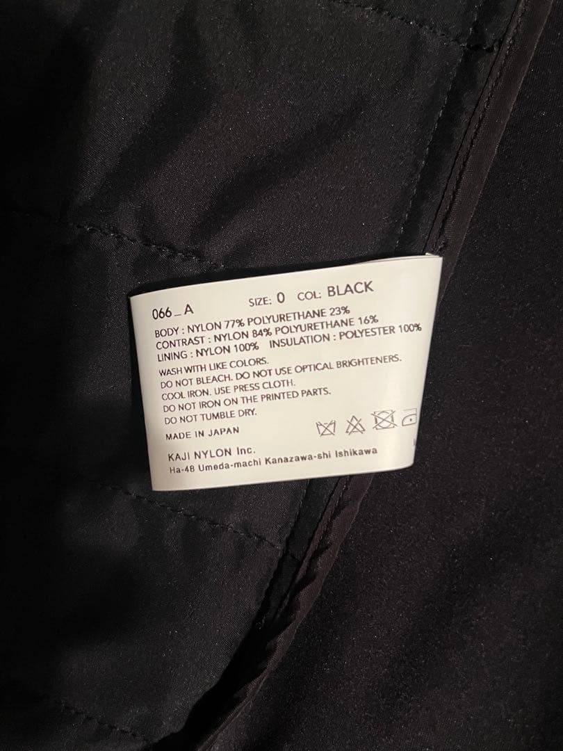 美品 K-3B 066 中綿 ライダースジャケット 干場義雅 サイズ0