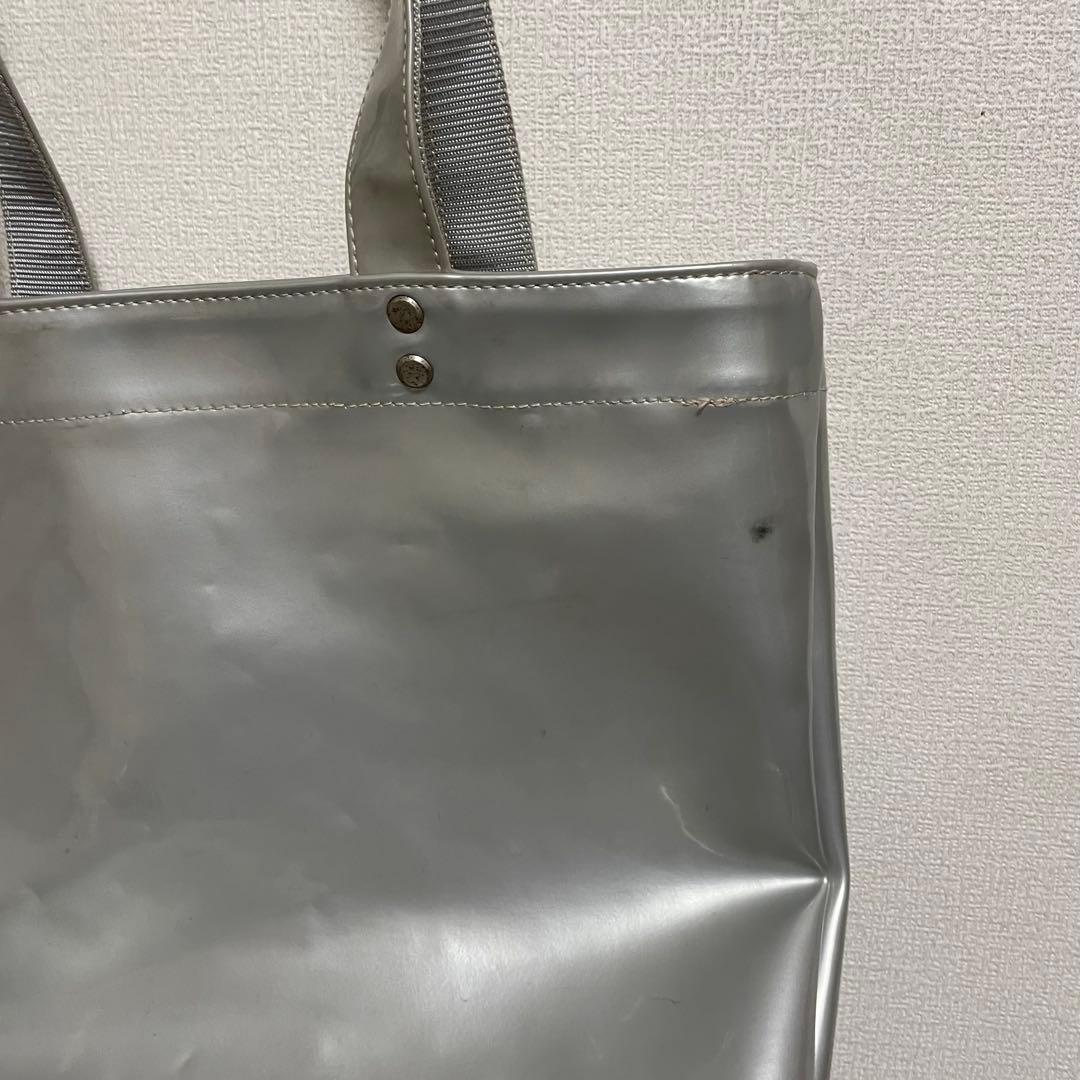 希少品 UMBRO エナメル トートバッグ シルバー×ネイビー