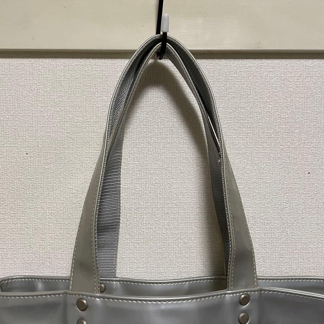 希少品 UMBRO エナメル トートバッグ シルバー×ネイビー