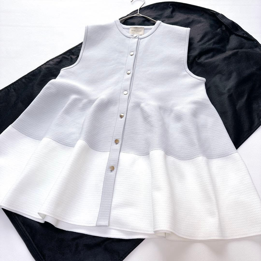 【美品】ユナイテッドアローズ バイカラーティアードベスト ニット ジレ