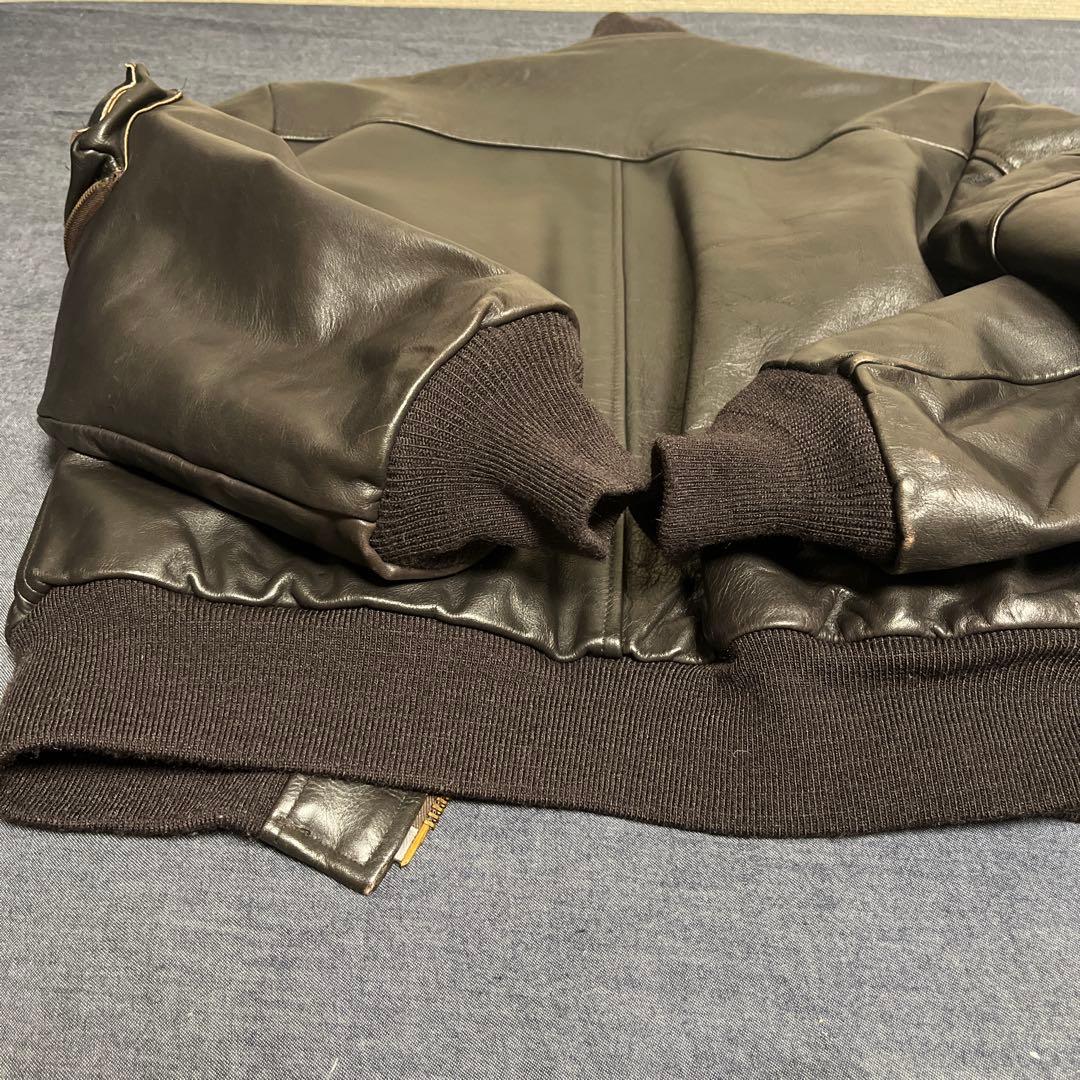 SCHOTT MA1タイプ　ブラック茶芯レザーボンバージャケット サイズ40