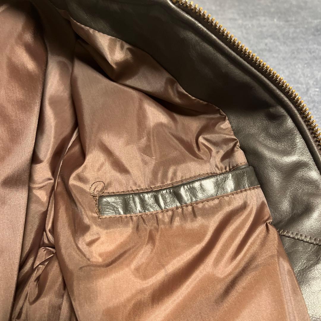 SCHOTT MA1タイプ　ブラック茶芯レザーボンバージャケット サイズ40