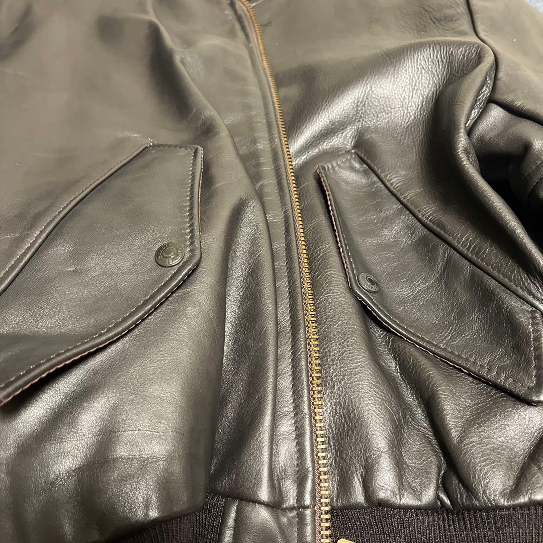 SCHOTT MA1タイプ　ブラック茶芯レザーボンバージャケット サイズ40