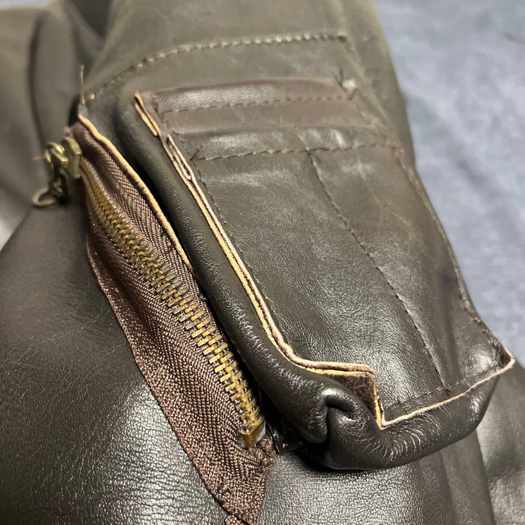 SCHOTT MA1タイプ　ブラック茶芯レザーボンバージャケット サイズ40