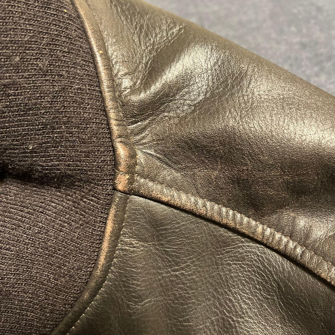 SCHOTT MA1タイプ　ブラック茶芯レザーボンバージャケット サイズ40