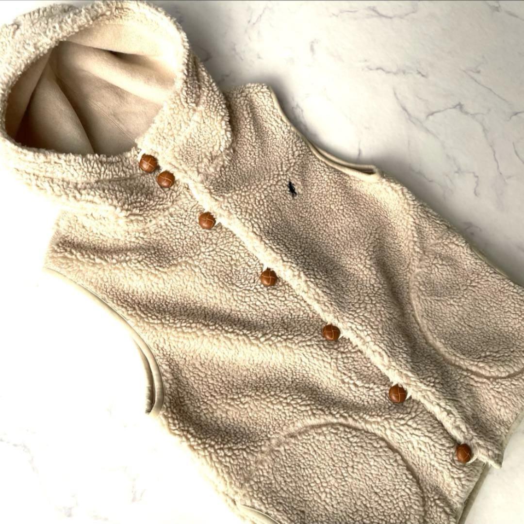 ジムフレックス ボア ベスト フード くるみボタン オフホワイト Mサイズ