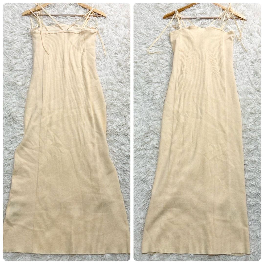 FRAY I.D　クリーム色 リブ編み ニットワンピース 長袖　セットアップ　F