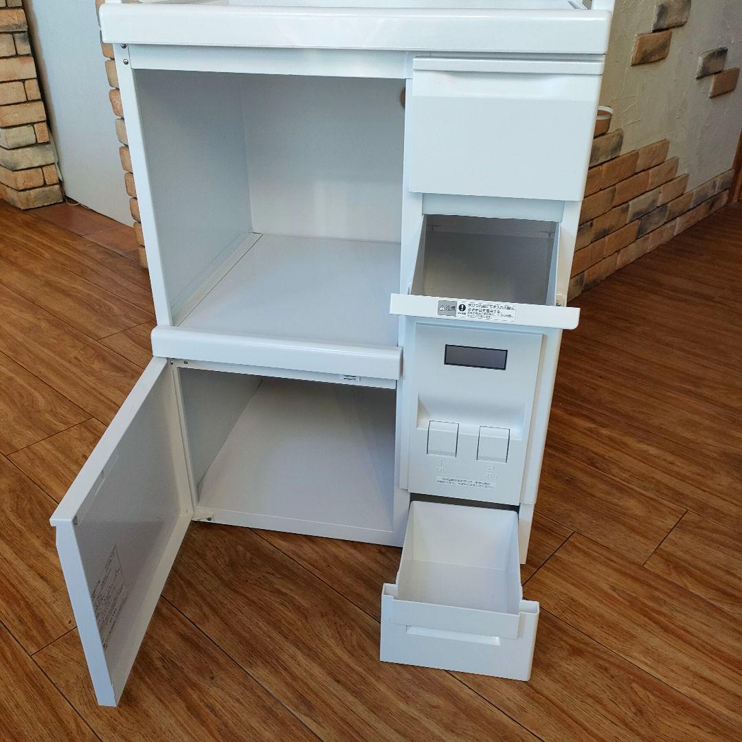 美品 MK精工 米びつ付きレンジ台 SK-11757 ホワイト 米びつ エムケー