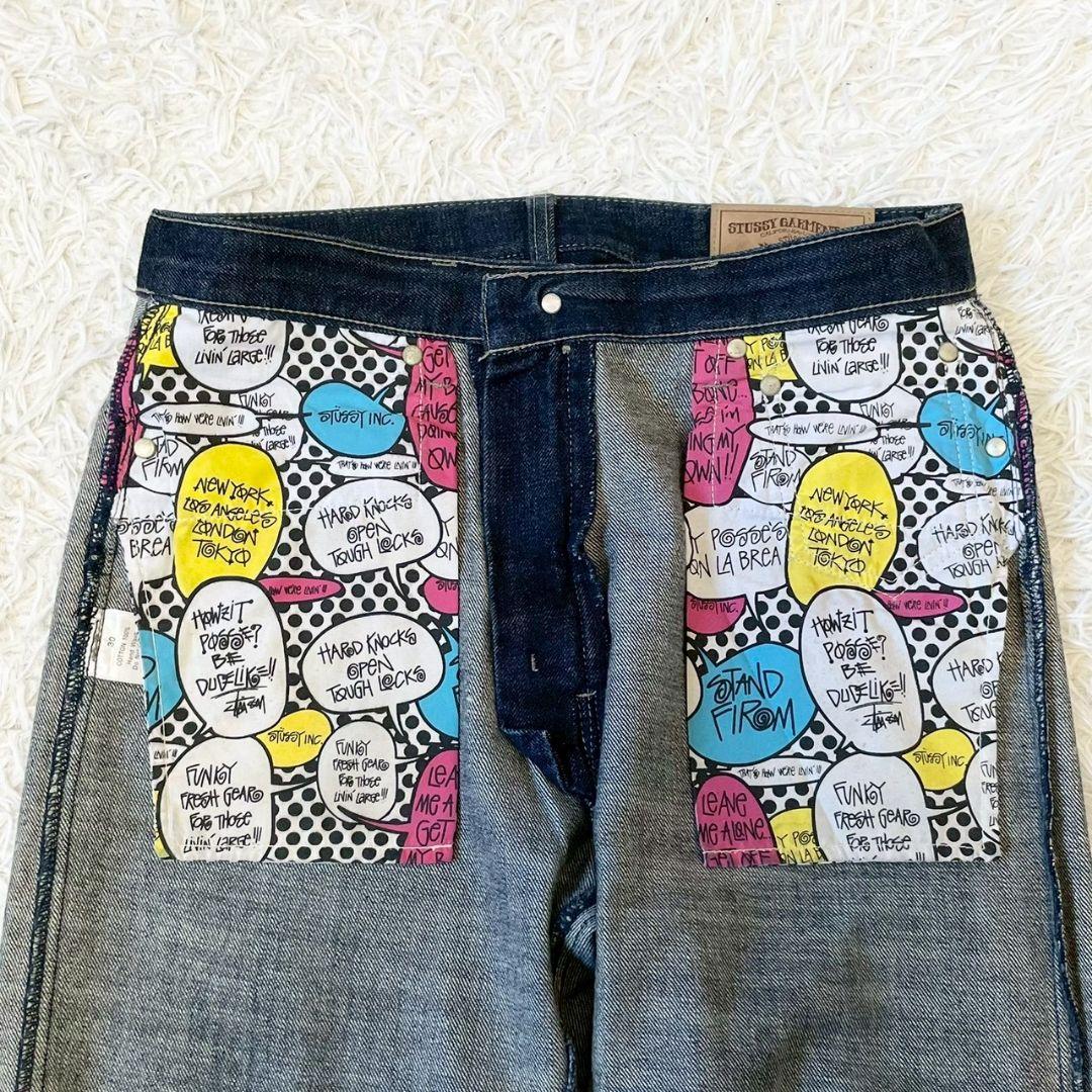 stussy ステューシー 　00s デニム　シャネルロゴ　濃紺　SSリンク