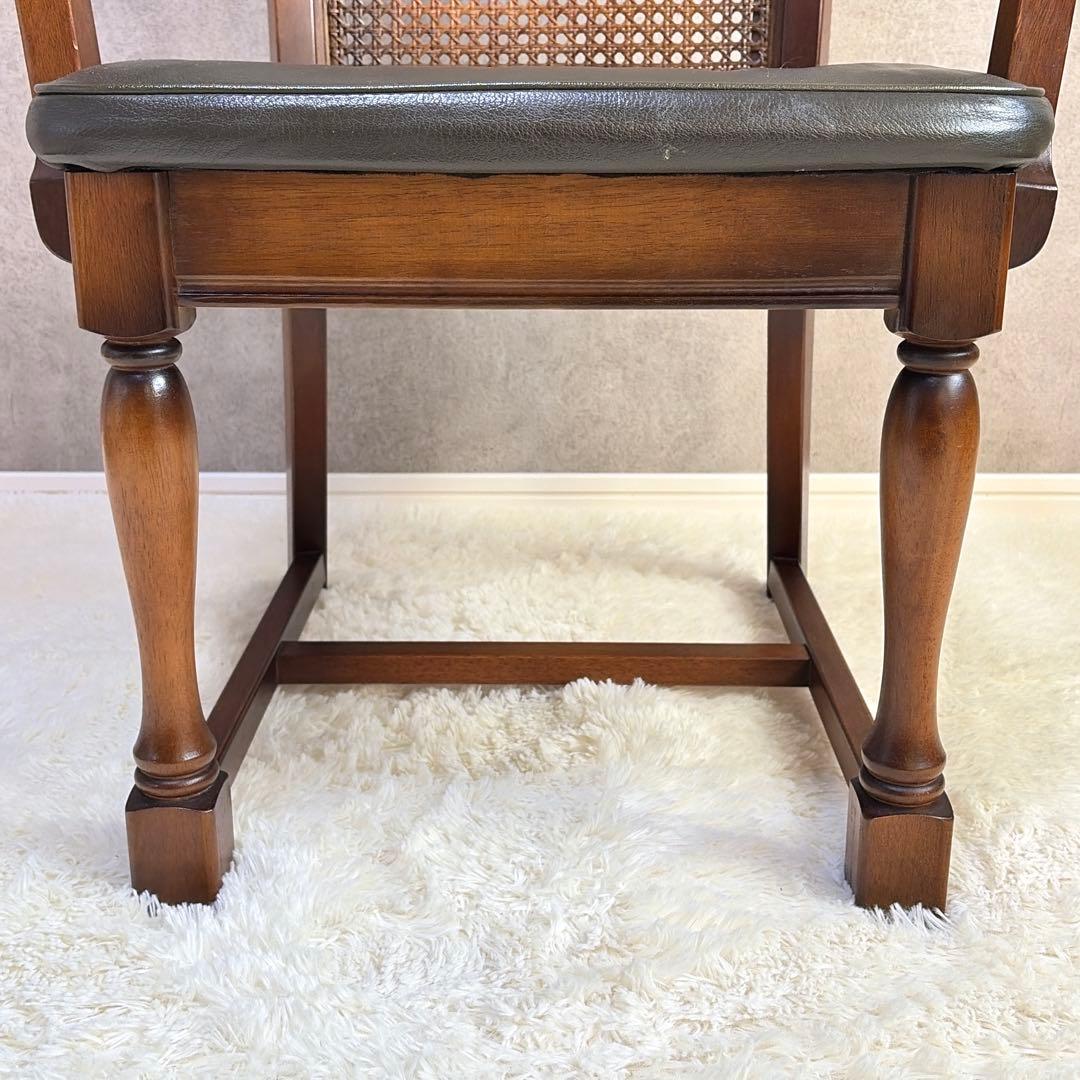 ナガノインテリア ラタン 籐編み アームチェア ダイニングチェア 椅子 レトロ