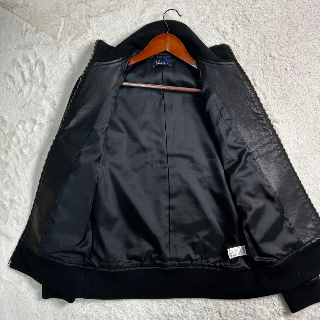 超希少✨FRED PERRY やぎ革　レザージャケット　トラックジャケット　黒